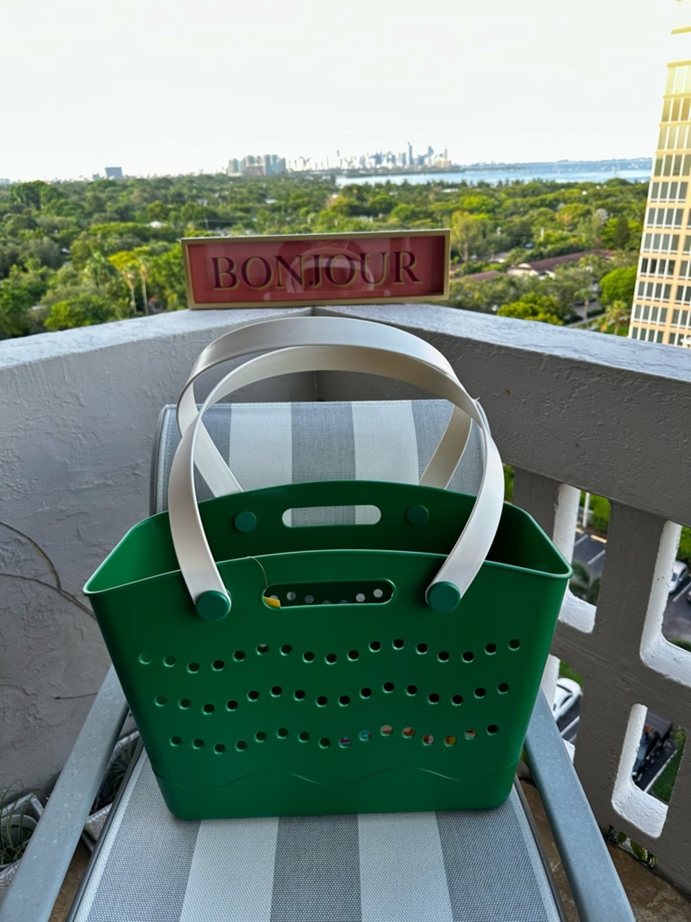 Large Green Utility Tote Beach Garden Market Basket – 18 Inch